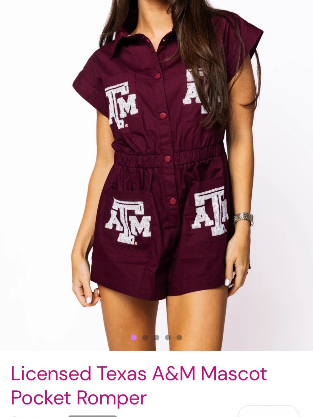 QUEEN OF SPARKLES Maroon Texas A&M Logo Romper